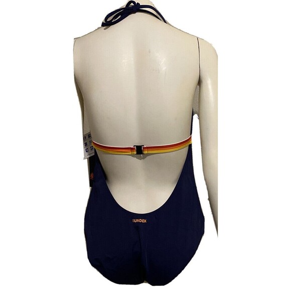 Sundek Swimwear 1 Piece Swimsuit Backless Sun Protection Blue NWT Size XL Preppy - Picture 6 of 6